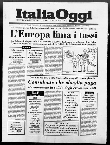 Italia oggi : quotidiano di economia finanza e politica